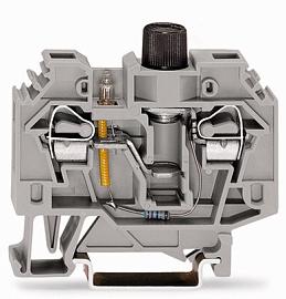 WAGO Клемма 2-х проводная 6 мм с предохранителем 5 х 20мм с индикатором серая 282-124 /40шт./