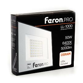 Прожектор светодиодный  50Вт LL-1000 6400K 5000Лм LED OSRAM IP65 AC220-240V/50Hz черный 41540 Feron Pro