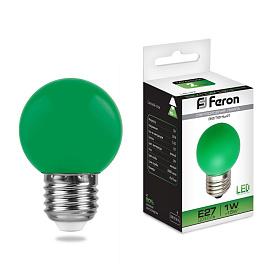 Лампа светодиодная 1 Вт E27 G45 матовая 230В шар зеленый LB-37 25117 Feron