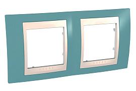 Рамка для розеток и выключателей 2 поста Unica Хамелеон горизонтальная синий/бежевый MGU6.004.573 Schneider Electric