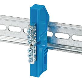 Шина "0" N (6x9мм) 6 отв. цинк синий изолятор на DIN-рейку sn1-63-06-d  EKF