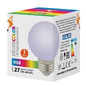 Лампа светодиодная 3 Вт E27 матовая 220В шар LED-G60-3W/RGB/E27/FR/С цвет RGB.UL-00006960 Volpe