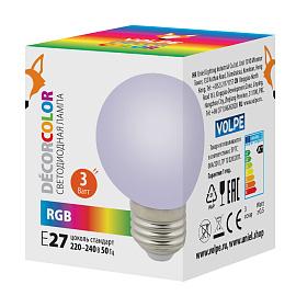 Лампа светодиодная 3 Вт E27 матовая 220В шар LED-G60-3W/RGB/E27/FR/С цвет RGB.UL-00006960 Volpe