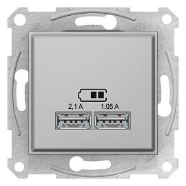 Розетка Sedna скрытой установки USB 2,1а (2x1,05а), алюминий SDN2710260 Systeme Electric