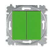 Выключатель двухклавишный LEVIT скрытой установки 10А схема 5 механизм с накладкой зелёный / дымчатый чёрный 2CHH590545A6067 ABB