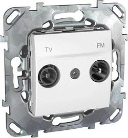 Розетка ТV+FM телевизионная+радио Unica скрытой установки одиночная механизм с накладкой белый MGU5.451.18ZD Schneider Electric