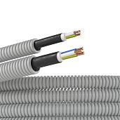 Труба гофрированная ПВХ гибкая д.16мм, цвет серый, кабель в гофре РЭК "ГОСТ+" ВВГнг(А)-LS 3х1,5мм² 9L916100 DKC