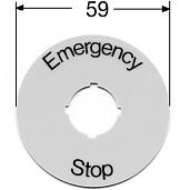 Шильдик круглый алюминиевый желтый Emergency Stop для кнопо к Грибок  SK615546-2 ABB