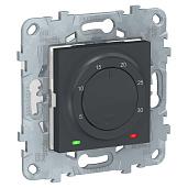 Терморегулятор (термостат) электронный Unica New скрытой установки со встроенным датчиком механизм антрацит NU550154 Systeme Electric