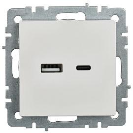 BRITE С/У белый Розетка USB A+C 18Вт РЮ11-1-БрБ BR-U22-018-K01 IEK