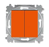 Выключатель двухклавишный кнопочный LEVIT скрытой установки 10А схема 5 механизм с накладкой оранжевый / дымчатый чёрный 2CHH598745A6066 ABB