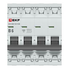 Выключатель автоматический 6А 4П четырехполюсный характеристика B 6кА ВА 47-63N M636406B EKF PROxima