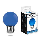 Лампа светодиодная 1 Вт E27 G45  матовая 230В шар синий LB-37 25118 Feron